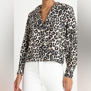 Topshop Leopard Print Button Up Blouse